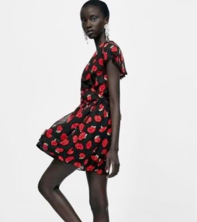 Zara black and 2024 red floral dress