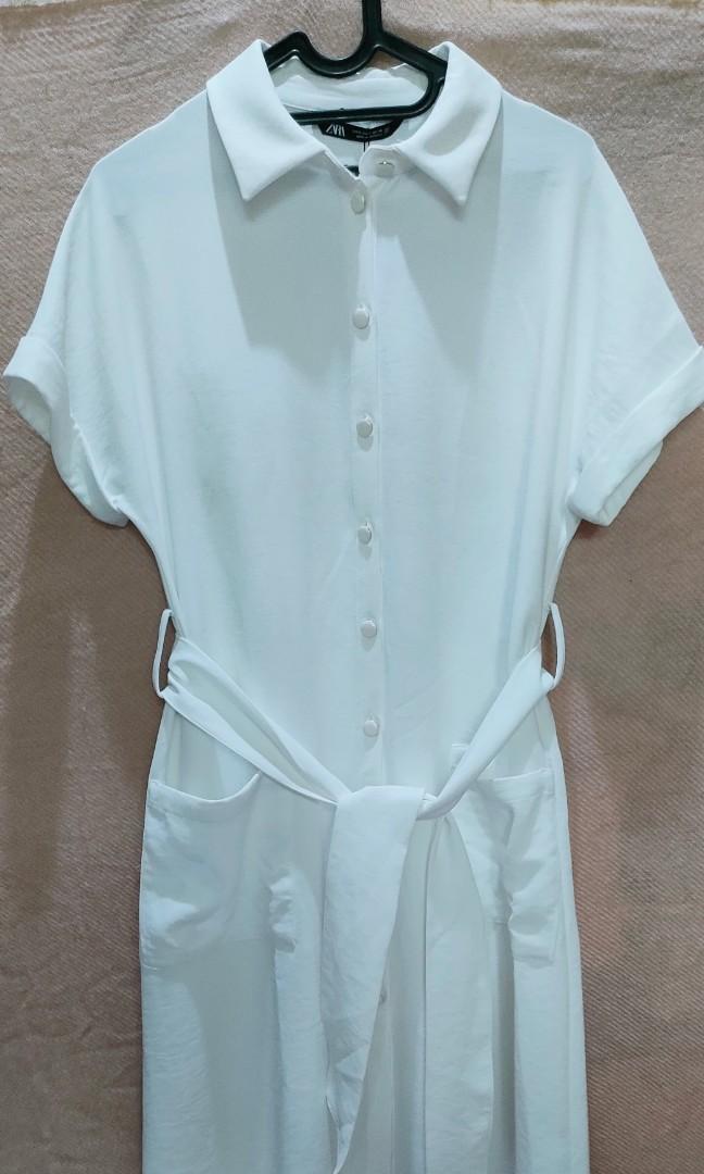 Zara belted shirt dress, Fesyen Wanita 