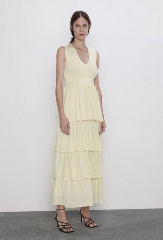 Zara yellow layered dress preloved maxi