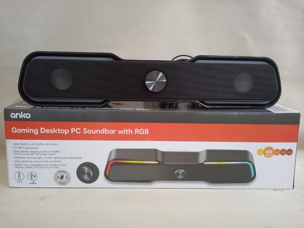 ANKO GAMING DESKTOP PC SOUNDBAR WITH RGB!, Audio, Soundbars, Speakers