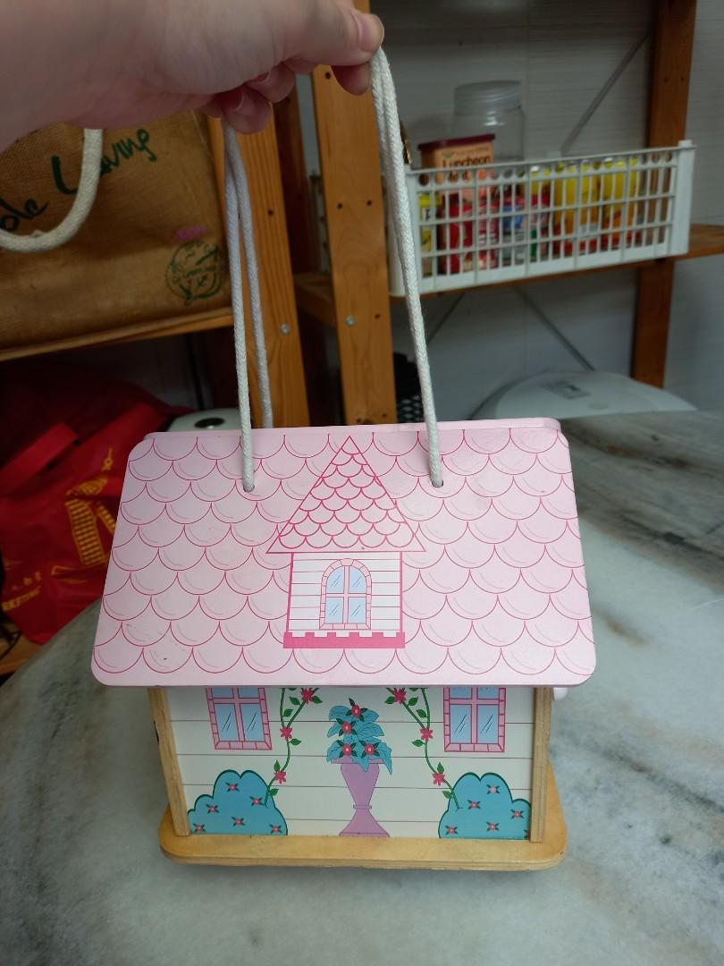 ASDA wooden carry on doll house with 3 dolls and furniture, Hobbies & Toys, Toys & Games on