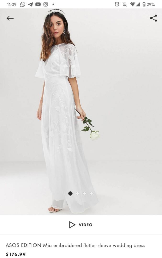 Asos flutter sleeve wedding dress store