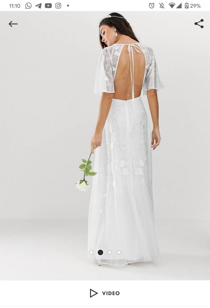 asos edition mia embroidered flutter sleeve wedding dress The Spaghetti Strap Midi Dress – The Standard Stitch