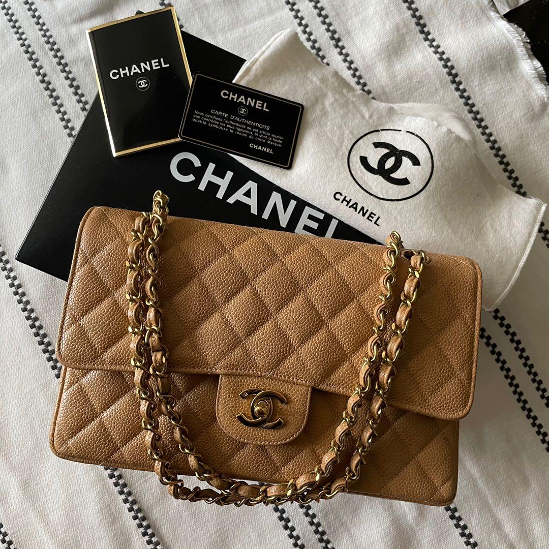 Chanel Vintage Beige Clair Lambskin Classic Medium Double Flap Bag 200   Designer Exchange Ltd