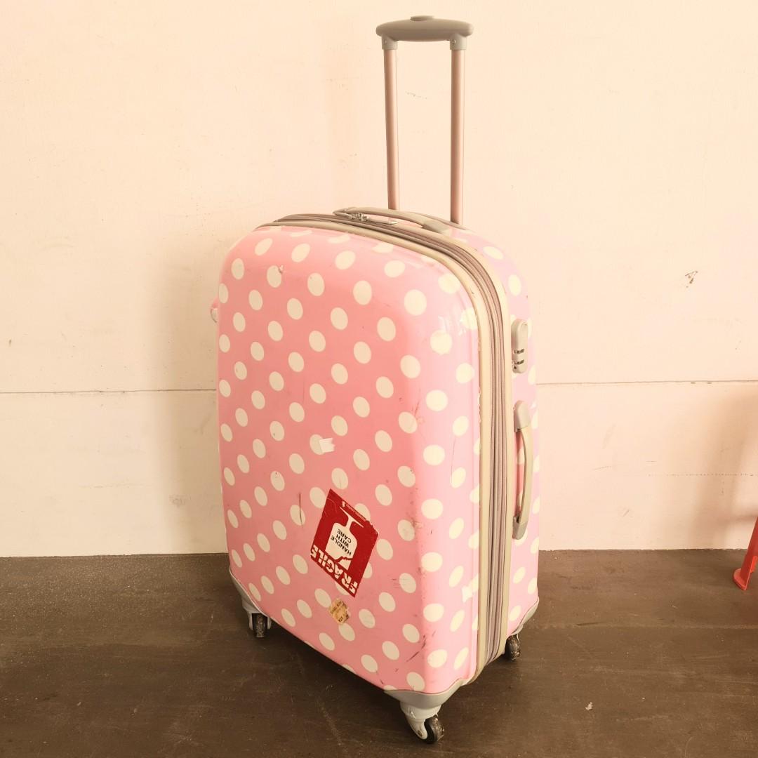 Pink polka dot luggage outlet