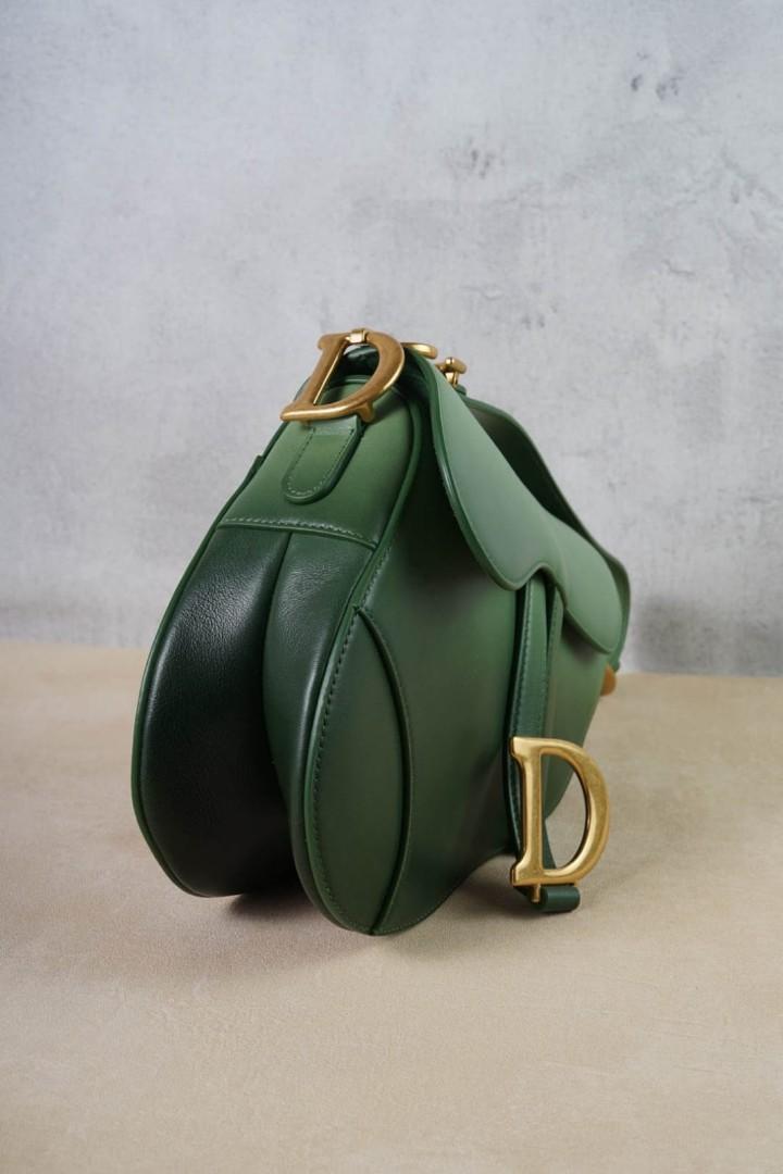 christian dior green saddle bag