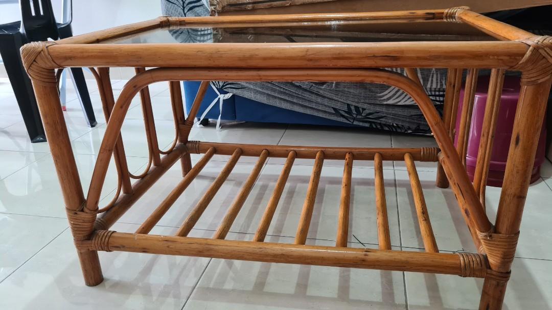 Coffee table (2nd hand, Rattan), Furniture & Home Living, Furniture