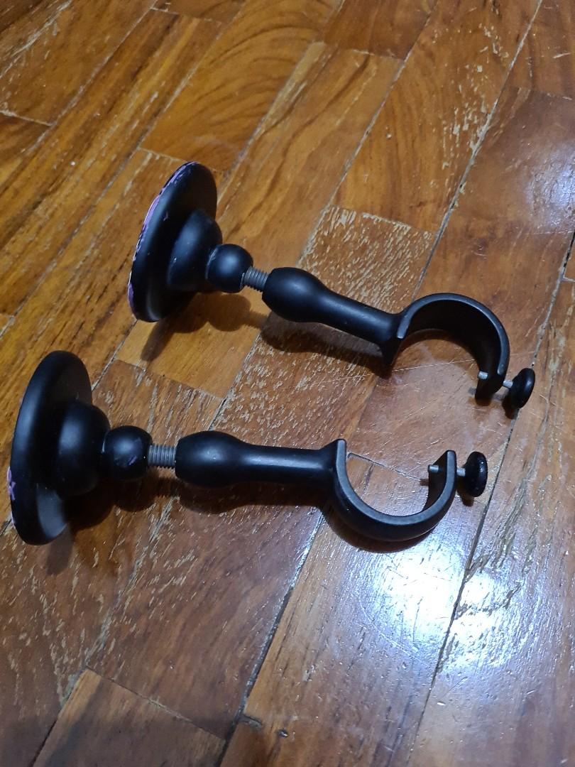Curtain rod, complete with ball ends, rings and hanging wall hook,  Furniture & Home Living, Home Decor, Curtains & Blinds on Carousell