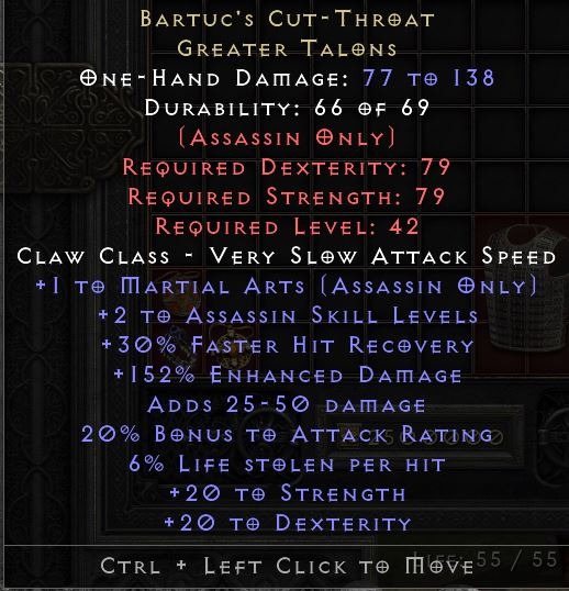 D2r Bartuc S Cut Throat Greater Talons Video Gaming Gaming Accessories In Game Products On Carousell