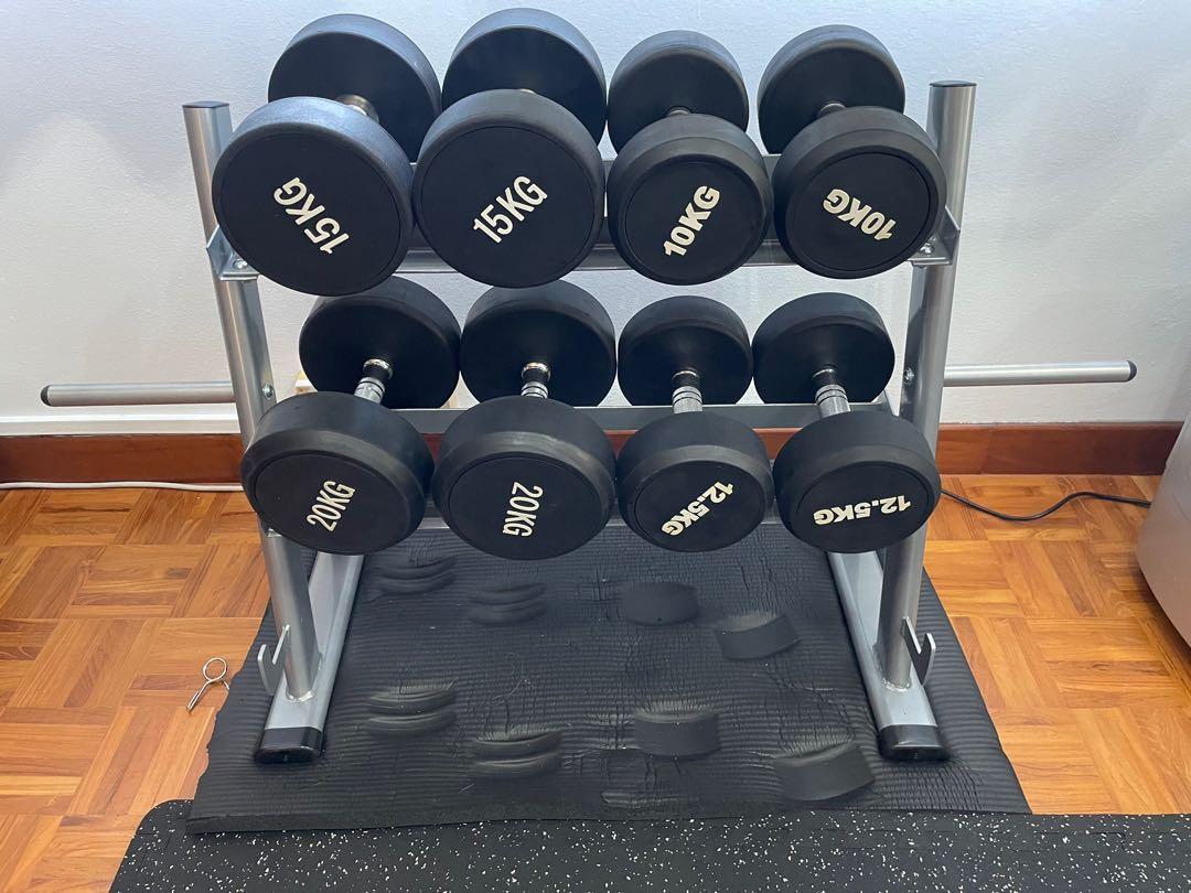 Dumbbell set and rack barely used Sports Equipment Exercise Fitness Weights Dumbbells on Carousell