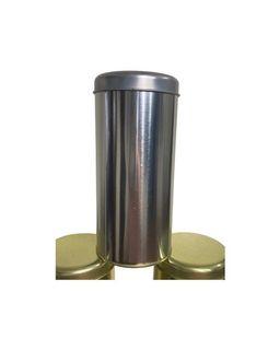 Gold and Silver Round Tin Tea Canister