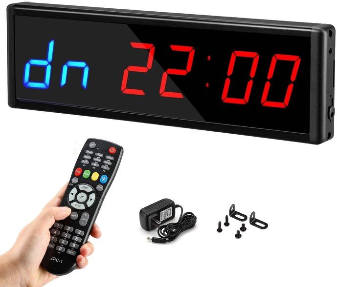Gym Clock Interval Timer Countdown CountUp Stopwatch Digital LED Remote ...