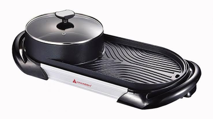 Hanabishi Hotpot BBQ Griller (Category: Other Kitchenware & Tableware) located in Paranaque City. Submitted by homebox.com (Listing ID 1122107848, Image 1). Description: PROMO UNTIL MAY 2026- BUY 1 and get 2nd item with a lower amount in the items for sale at 30%off. Hotpot BBQ200 Features: Frying, grilling, soup making and hotpot Die cast aluminum pan integrated wiht heating element Cool touch carrying handles Non-stick coating on the pan surfac