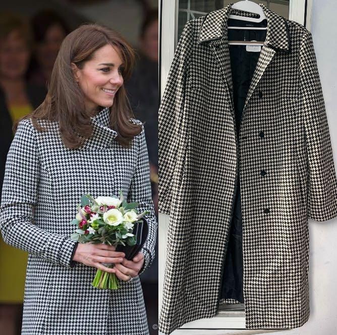Houndstooth HS Tweed Wool Coat mix Faux 