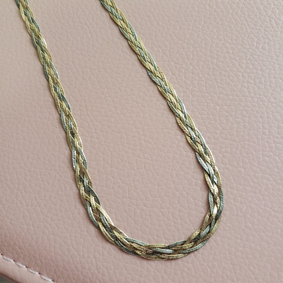 Flat braided gold discount necklace