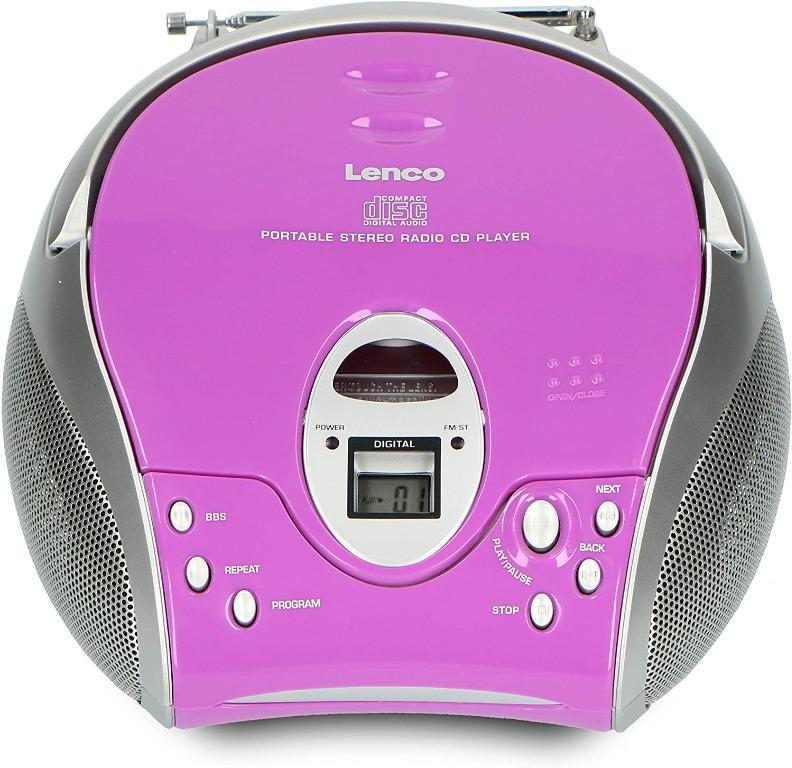 on Portable Radio Audio, CD Portable Boombox Carousell & Lenco Players Purple, Music with FM Stereo - SCD-24 Player