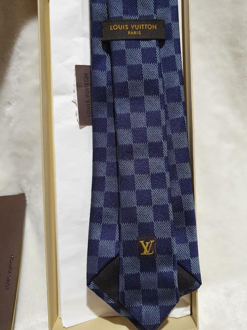 Louis Vuitton Blue Damier Ebene Silk Classic Tie Louis Vuitton