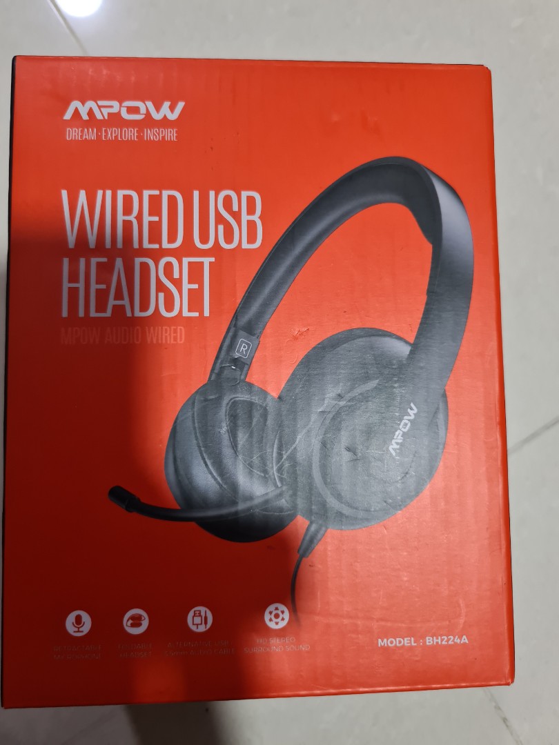 Mpow wired USB headset, Audio, Headphones & Headsets on Carousell