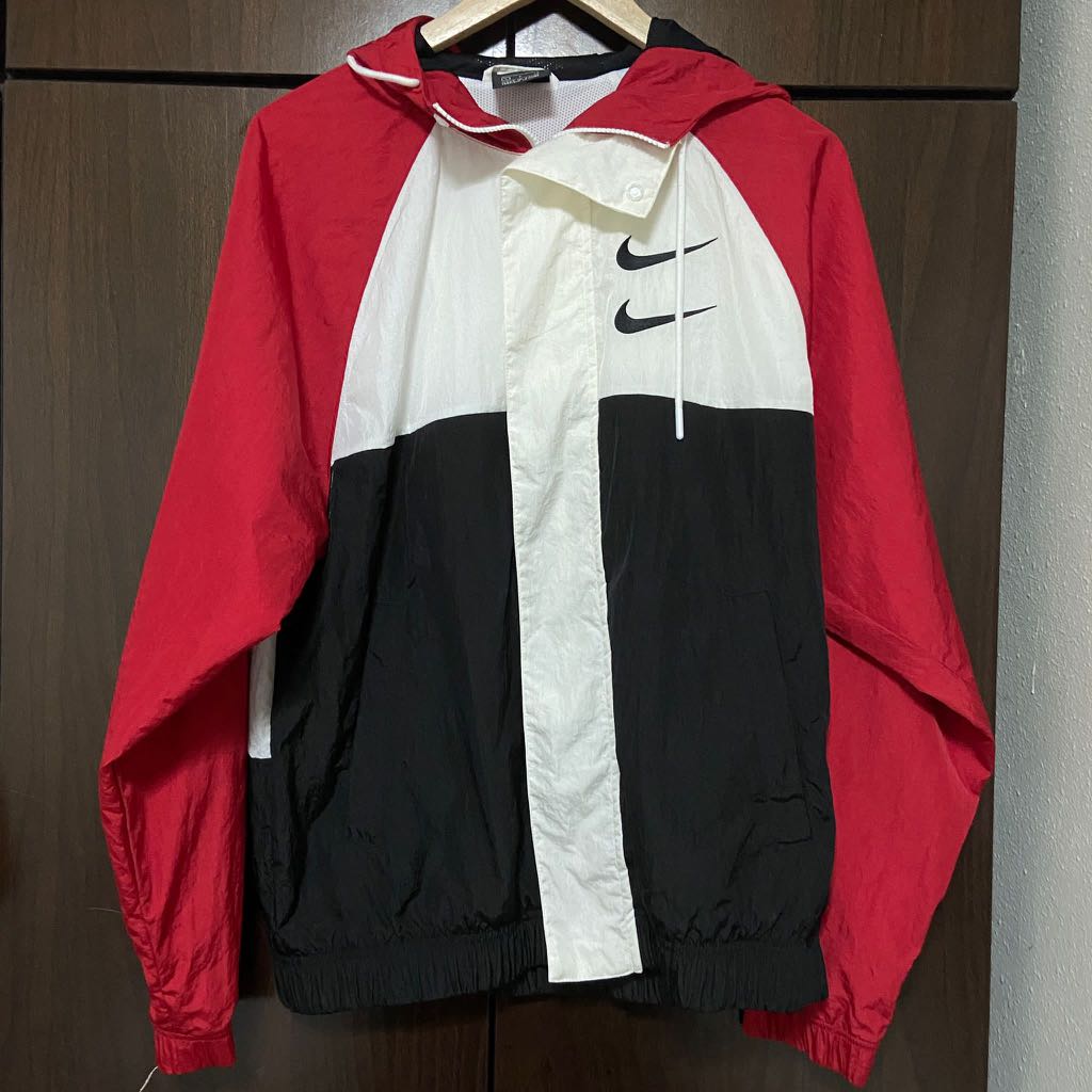 Nike double discount swoosh jacket red