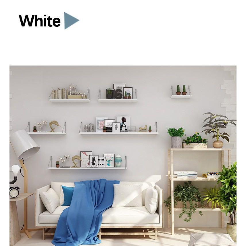 NoDrill White Wooden Wall Shelf, Furniture & Home Living, Furniture