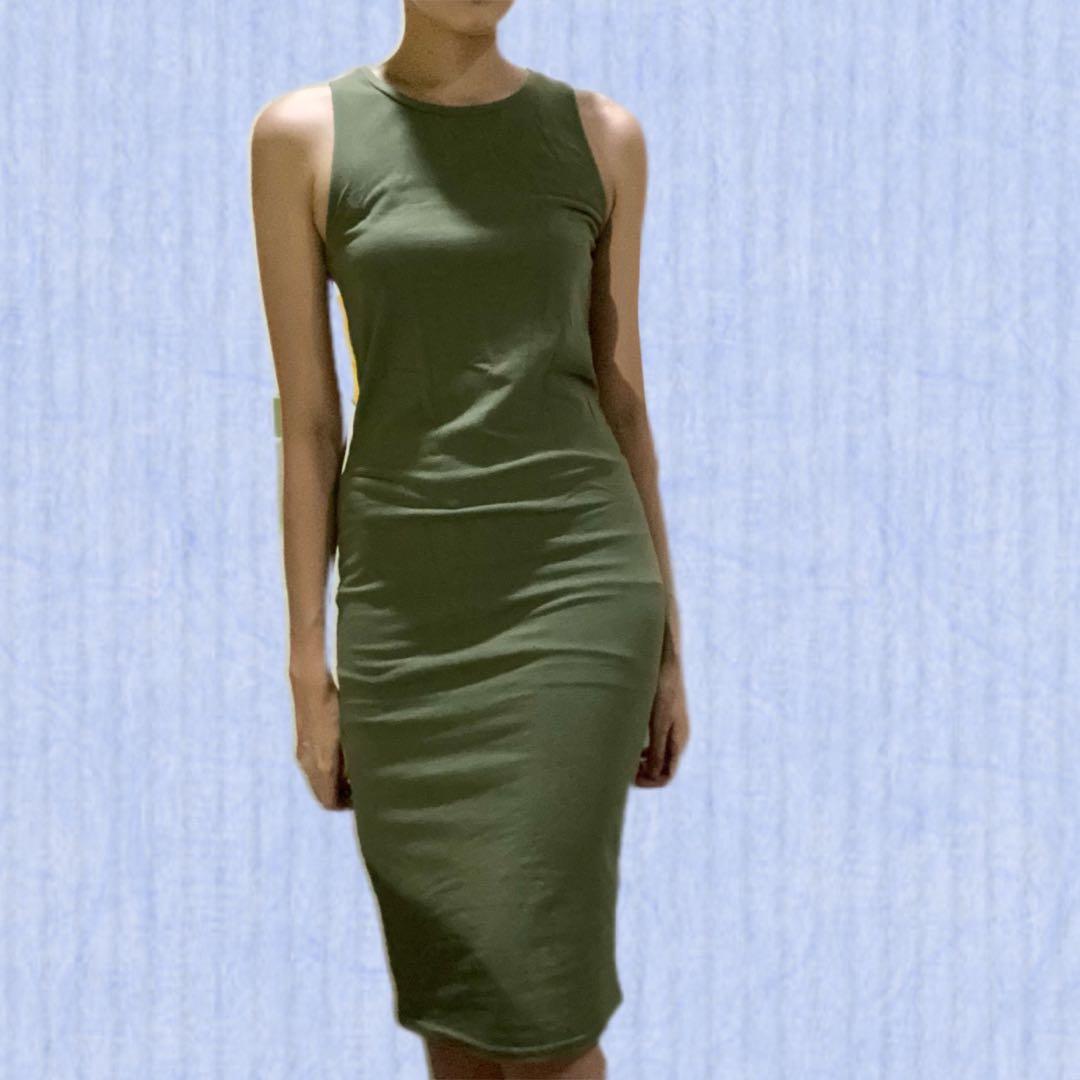 Olive green dress, Women's Fashion, Dresses & Sets, Dresses on Carousell