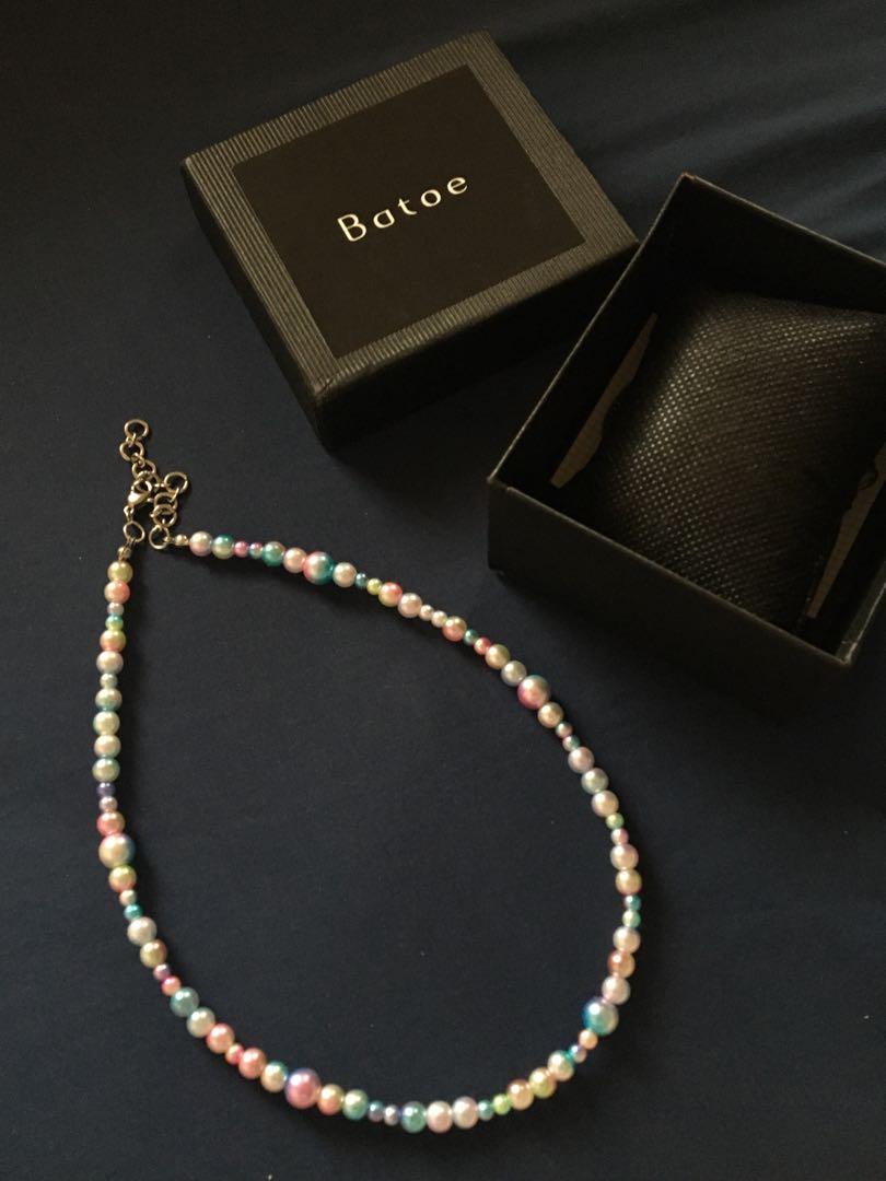 pastel colorful faux pearl necklace by 