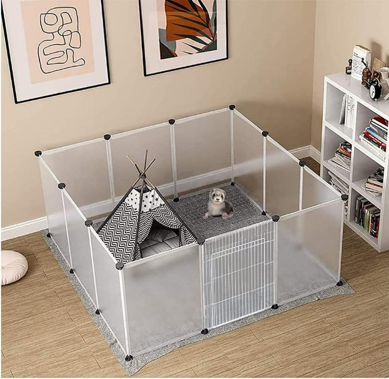 Pet Playpen for Puppy Plastic Yard Fence Tent for Small Animals