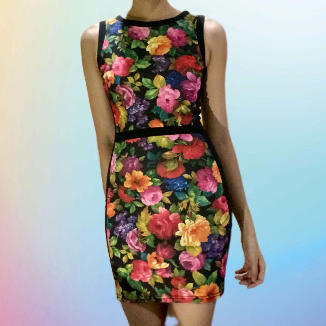 Rainbow floral dress clearance