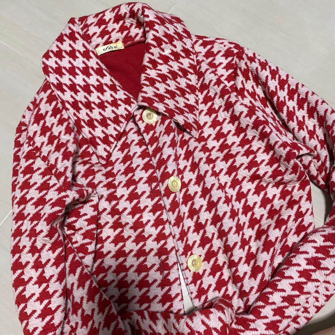 red houndstooth jacket