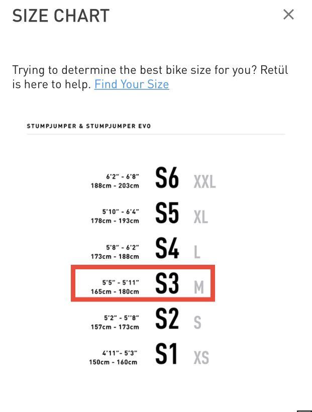 Stumpjumper evo sizing hot sale