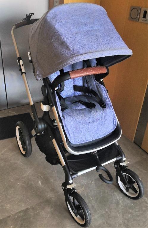 Stroller Bugaboo Fox blue jeans brown leather