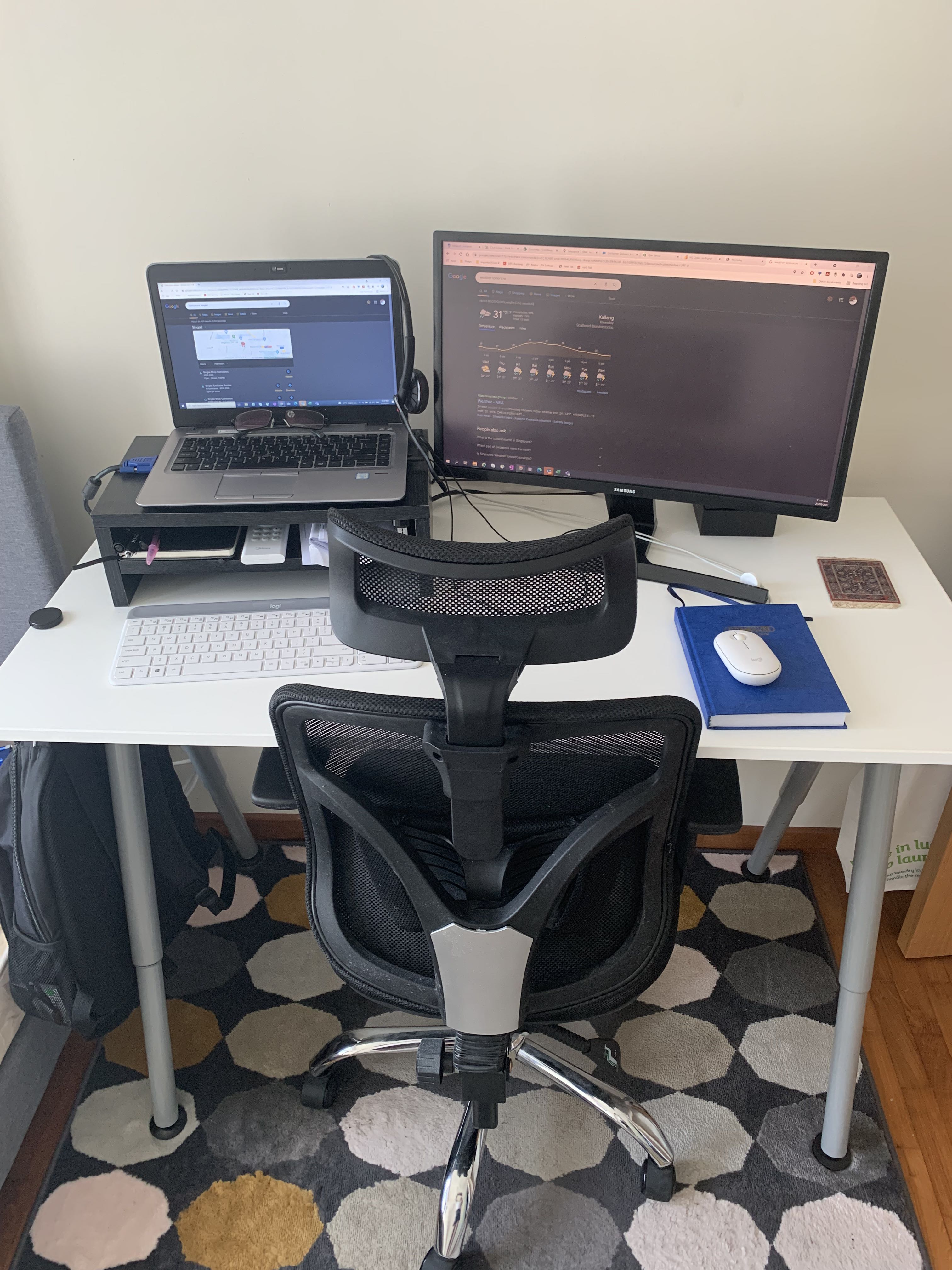 Study Table and office chair 120cm x 60cm with adjustable height