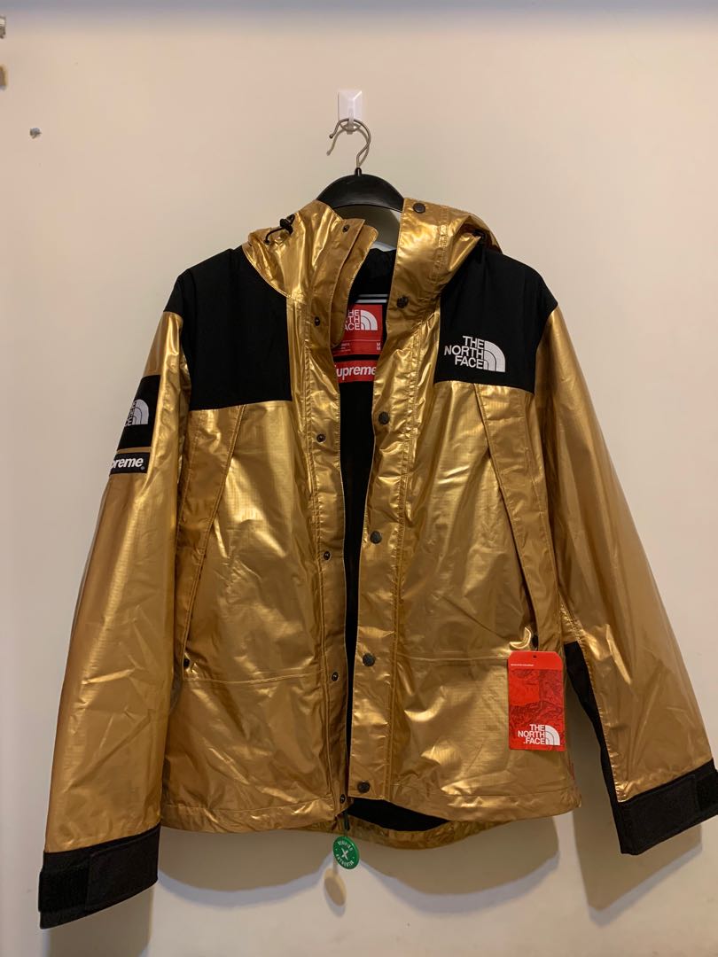 Supreme x The North Face Metallic Mountain Gold Parka TNF