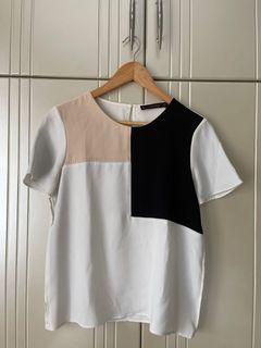 ZARA Neutral Color Block Top / Atasan