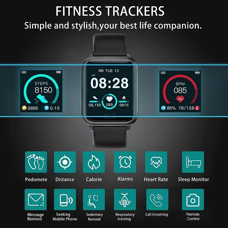 ASWEE Smart Watch Fitness Tracker With Heart Rate Blood Pressure Monitor Waterproof