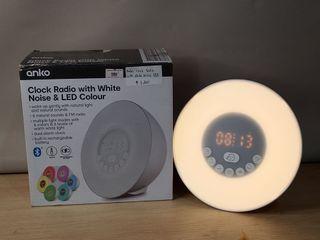 ANKO CLOCK RADIO WITH WHITE NOISE & LED COLOUR!