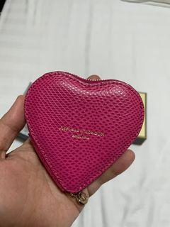Aspinal of London heart shape pink leather coin purse
