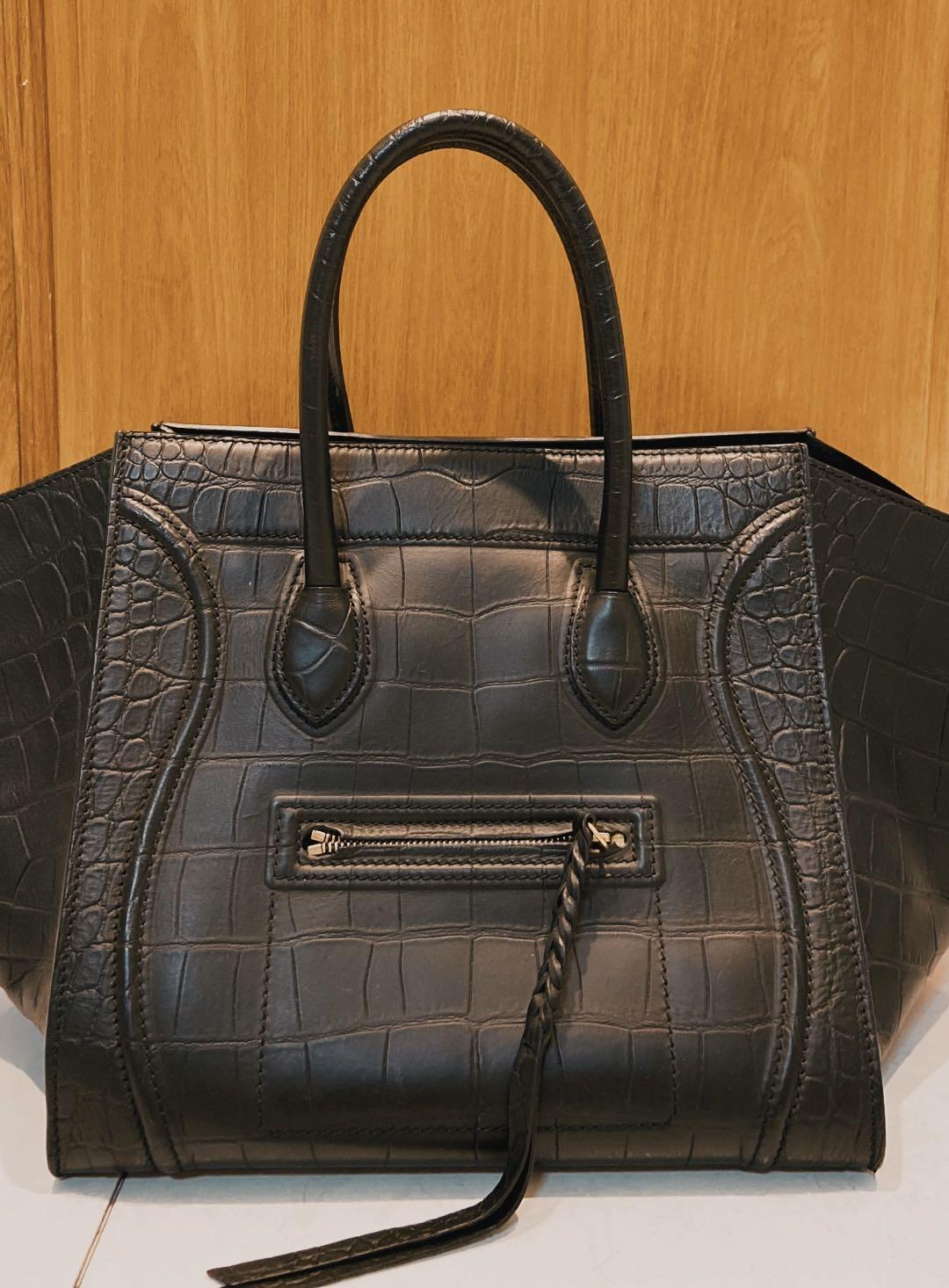 Authentic Celine croc embossed phantom luggage