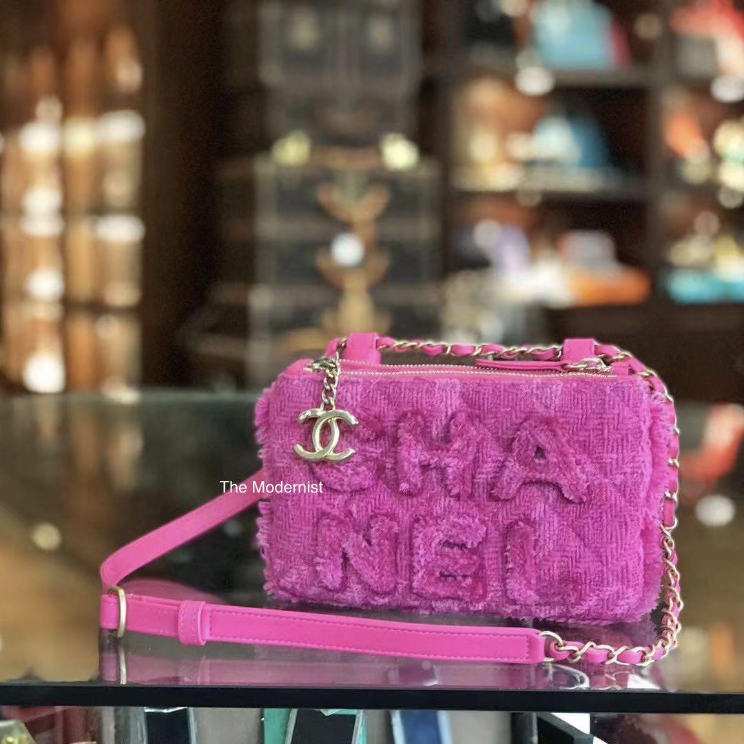 Authentic Chanel 19K Pink Tweed Waist Bag AS0979