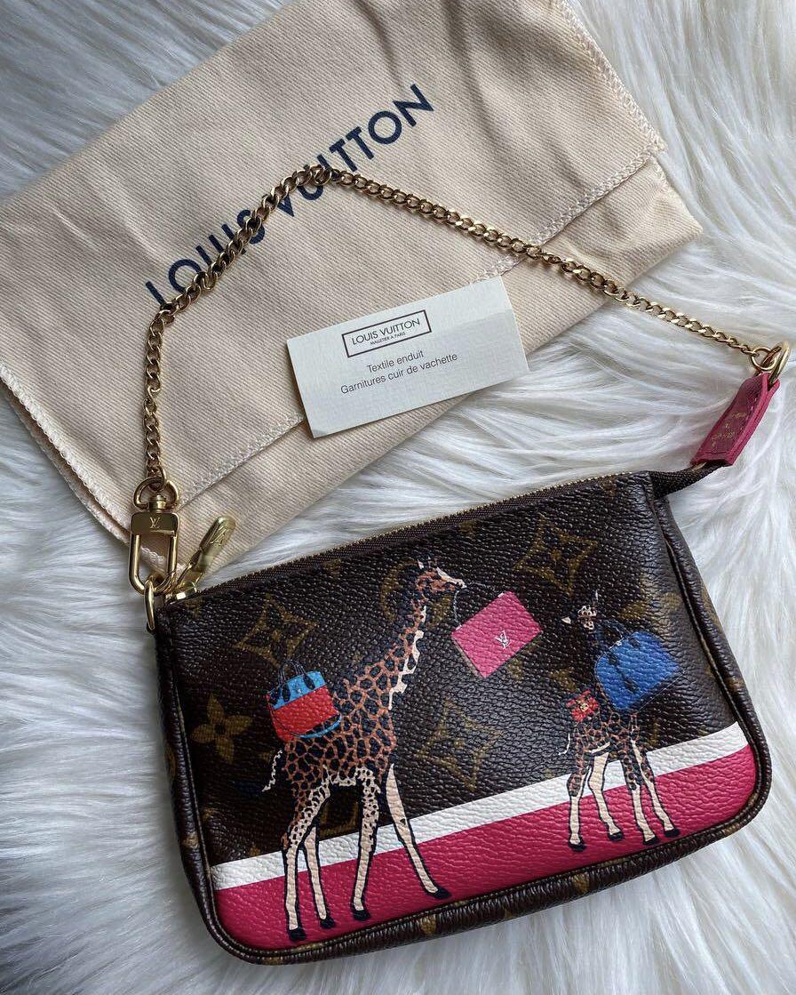 Louis Vuitton Pochette Accessories Giraffe Xmas Monogram Mini Brown/Pink in  Canvas with Gold-tone - US