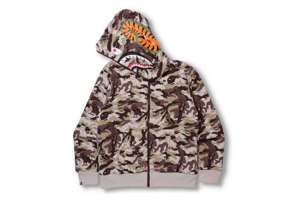 BAPE X OVO WOODLAND CAMO SHARK REVERSIBLE FULL ZIP HOODIE Men s Fashion Coats Jackets and Outerwear on Carousell