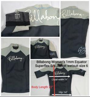 Billabong womens equator superflex S/s jacket wetsuit size 6