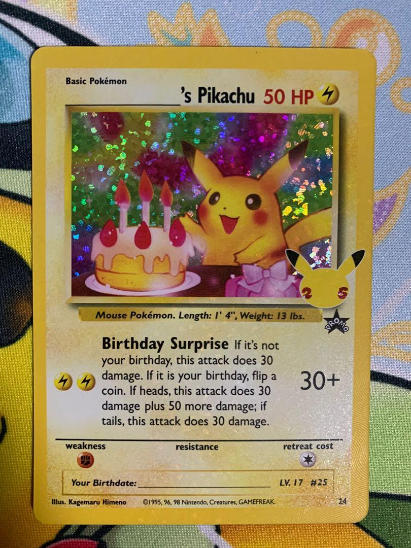 Birthday Pikachu 25th Celebrations Pokemon TCG, Hobbies & Toys, Memorabilia & Collectibles, Vintage Collectibles on Carousell