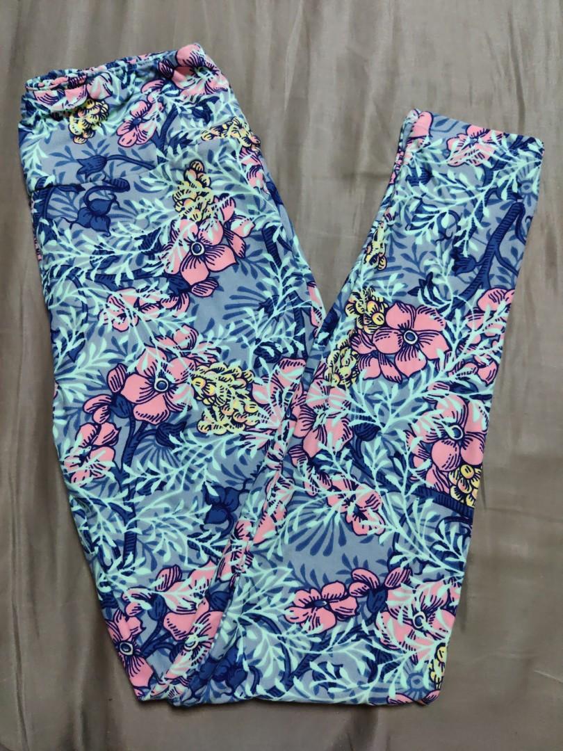 Lularoe One Size OS Black Pink White Green Floral Buttery Soft