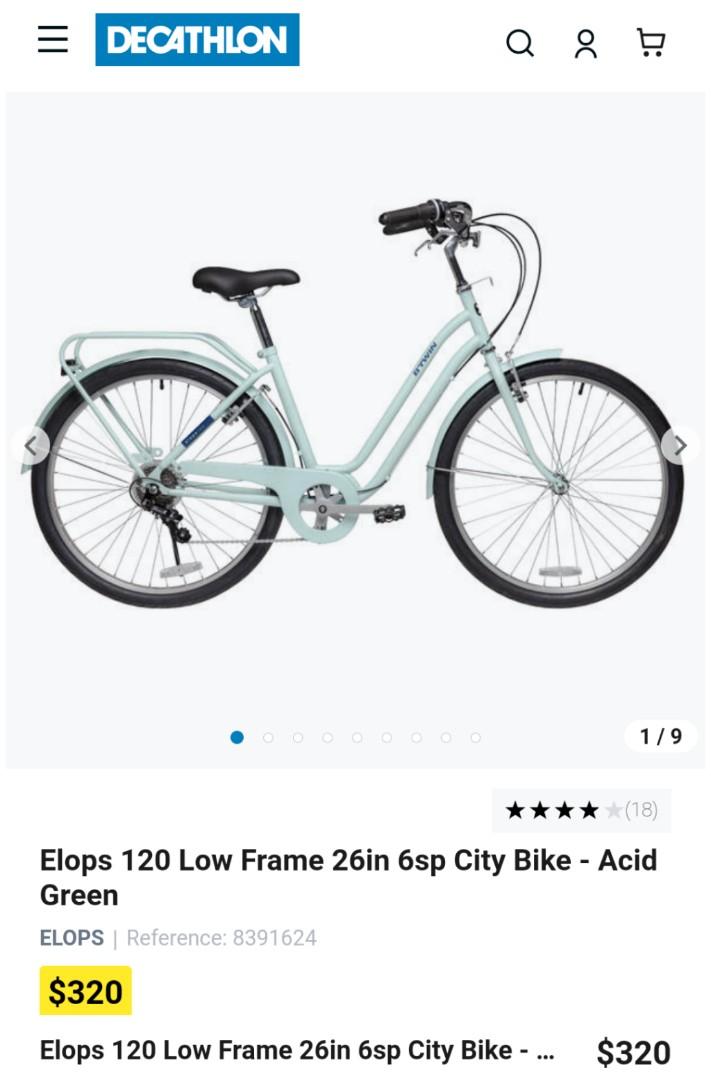 Elops 120 city best sale bike acid green