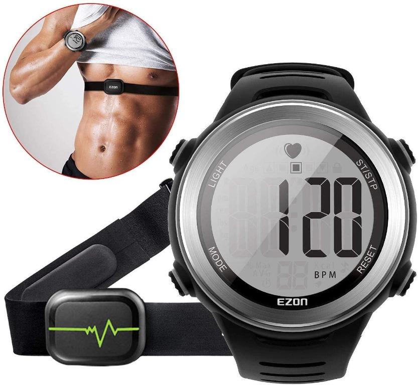 EZON Heart Rate Monitor Digital Sports Watch for Outdoor Running with Chest Strap Heart Rate Alarm Stopwatch Daily Alarm and Calendar Used Mobile Phones Gadgets Wearables Smart Watches on Carousell