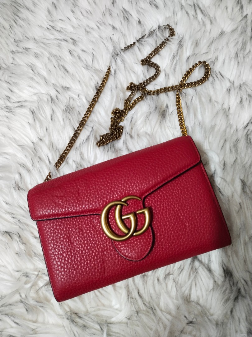 Gucci marmont wallet on chain red clearance