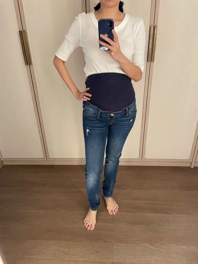 H\u0026M Mama Jeans - Blue - Maternity - preloved, Bayi \u0026 Anak, Kehamilan di  Carousell