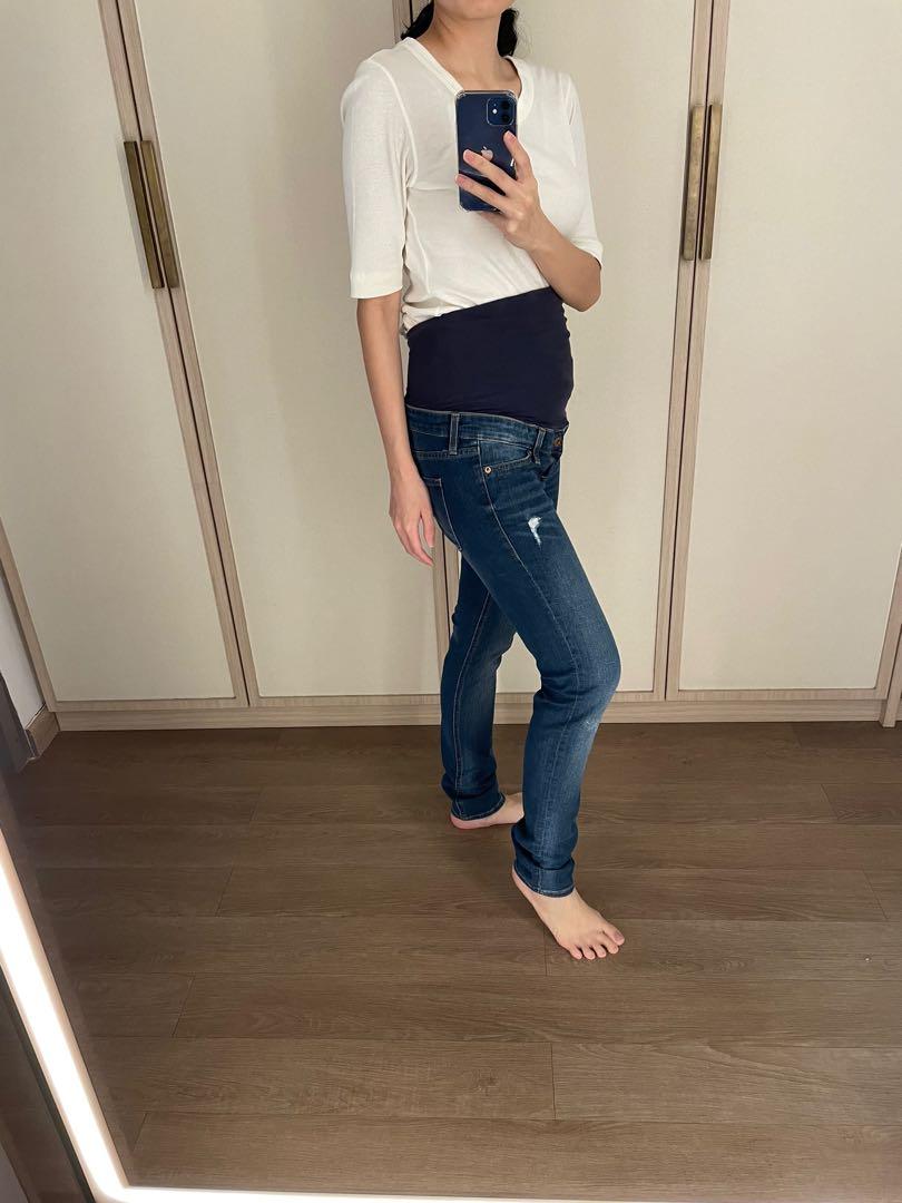 H\u0026M Mama Jeans - Blue - Maternity - preloved, Bayi \u0026 Anak, Kehamilan di  Carousell