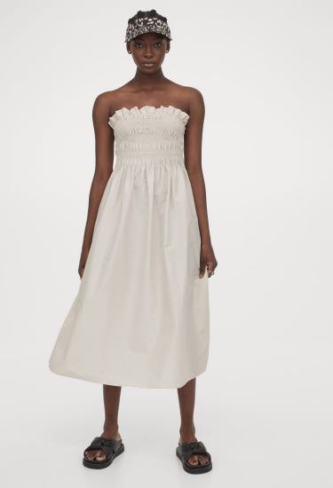 H\u0026M Smocked Top Dress (Cream), Women's 